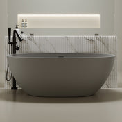 Solid Surface Freestanding Bathtub, Deep Soaking, 70.8 in Gray