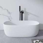 Solid Surface Freestanding Bathtub, Low Profile, 51 in Matte White