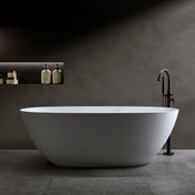 Solid Surface Freestanding Bathtub, Mid-Depth, 57 in Matte White