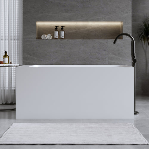 51 in Solid Surface Freestanding Bathtub — Matte White
