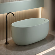 Solid Surface Freestanding Bathtub, Low Profile, 47 in Turquoise Green