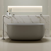 Solid Surface Freestanding Bathtub, Low Profile, 51 in Gray