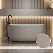 Solid Surface Freestanding Bathtub, Low Profile, 51 in Beige