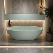 Solid Surface Freestanding Bathtub, Deep Soaking, 70.8 in Turquoise Green