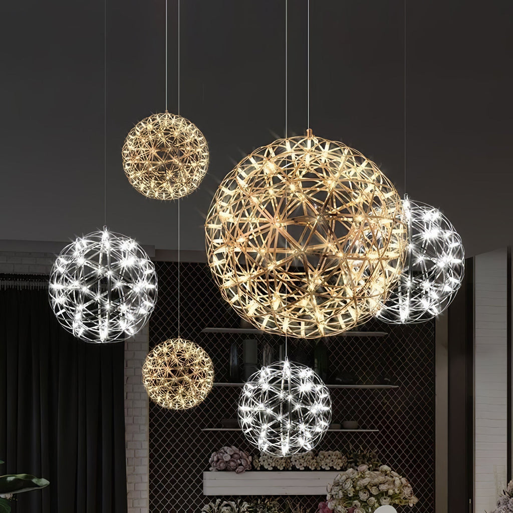 Silver Spark Ball Steel Pendant Light – Steel detail 2