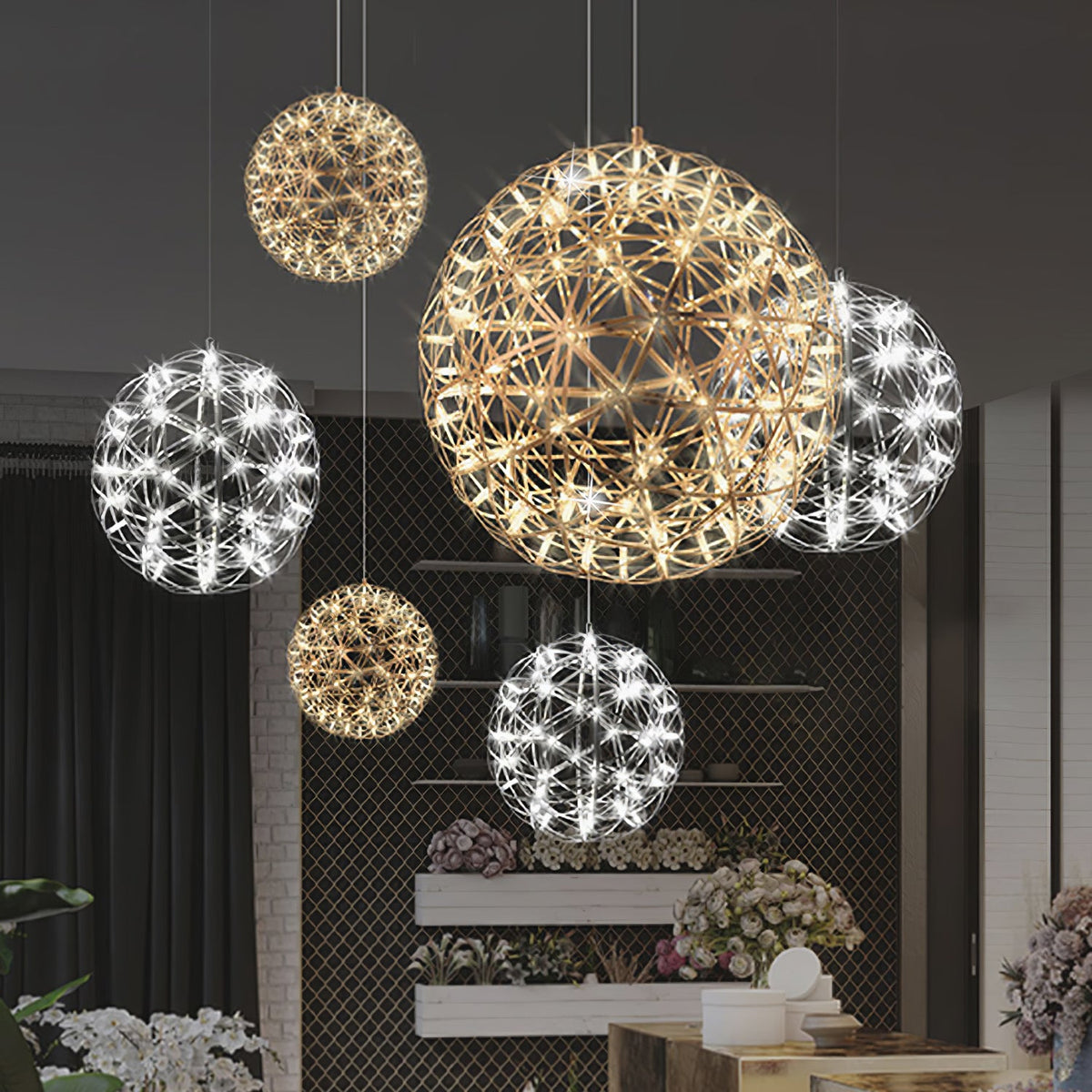 Silver Spark Ball Steel Pendant Light – Steel detail 8