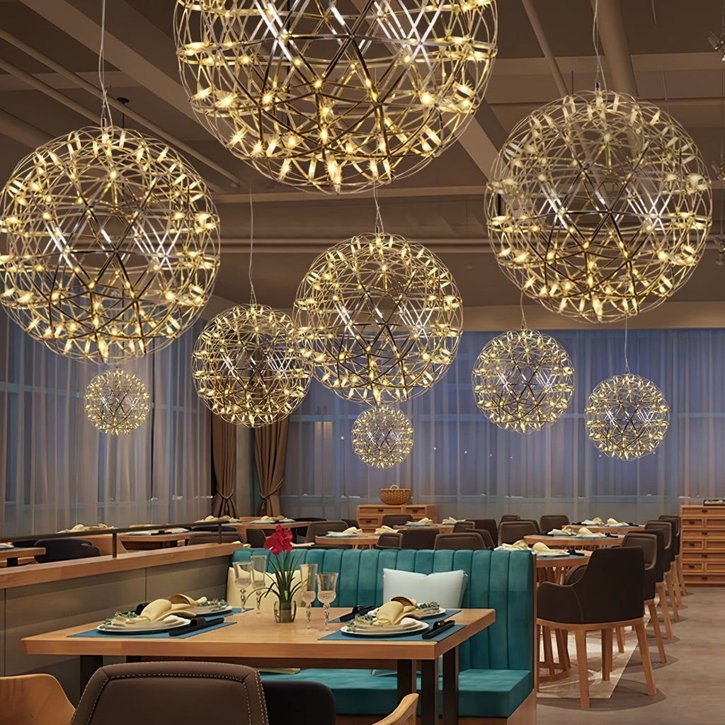 Silver Spark Ball Steel Pendant Light – Steel detail 3