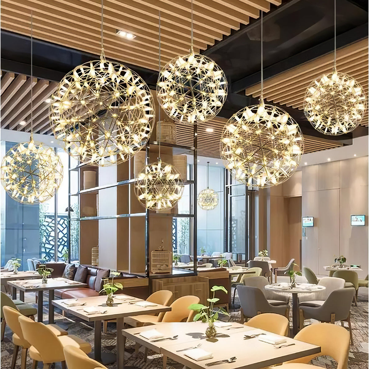 Silver Spark Ball Steel Pendant Light – Steel detail 7