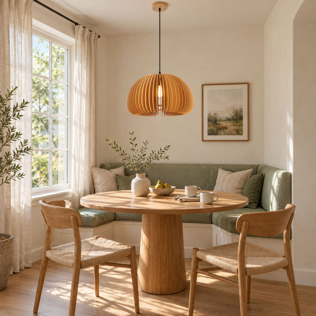 Wooden Pumpkin Pendant Lamp – detail 4