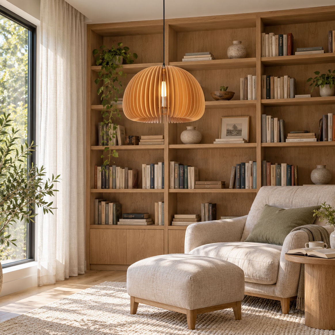 Wooden Pumpkin Pendant Lamp – detail 6