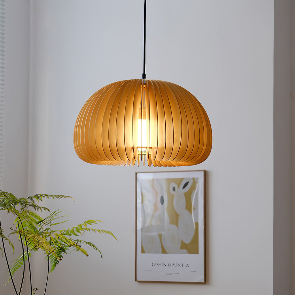 Wooden Pumpkin Pendant Lamp – detail 9