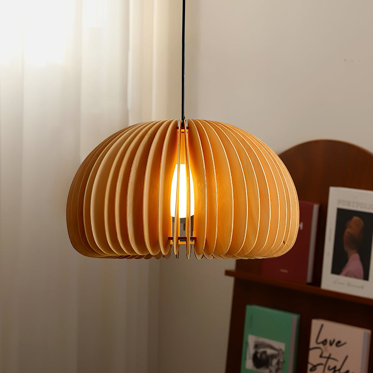 Wooden Pumpkin Pendant Lamp – detail 8
