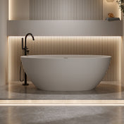 Solid Surface Freestanding Bathtub, Deep Soaking, 70.8 in Beige