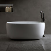 Solid Surface Freestanding Bathtub, Low Profile, 47 in Matte White