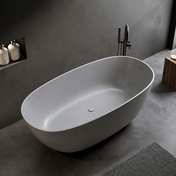 Solid Surface Freestanding Bathtub, Mid-Depth, 69 in Gray