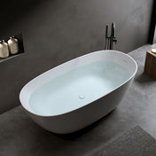 Solid Surface Freestanding Bathtub, Mid-Depth, 65 in Matte White